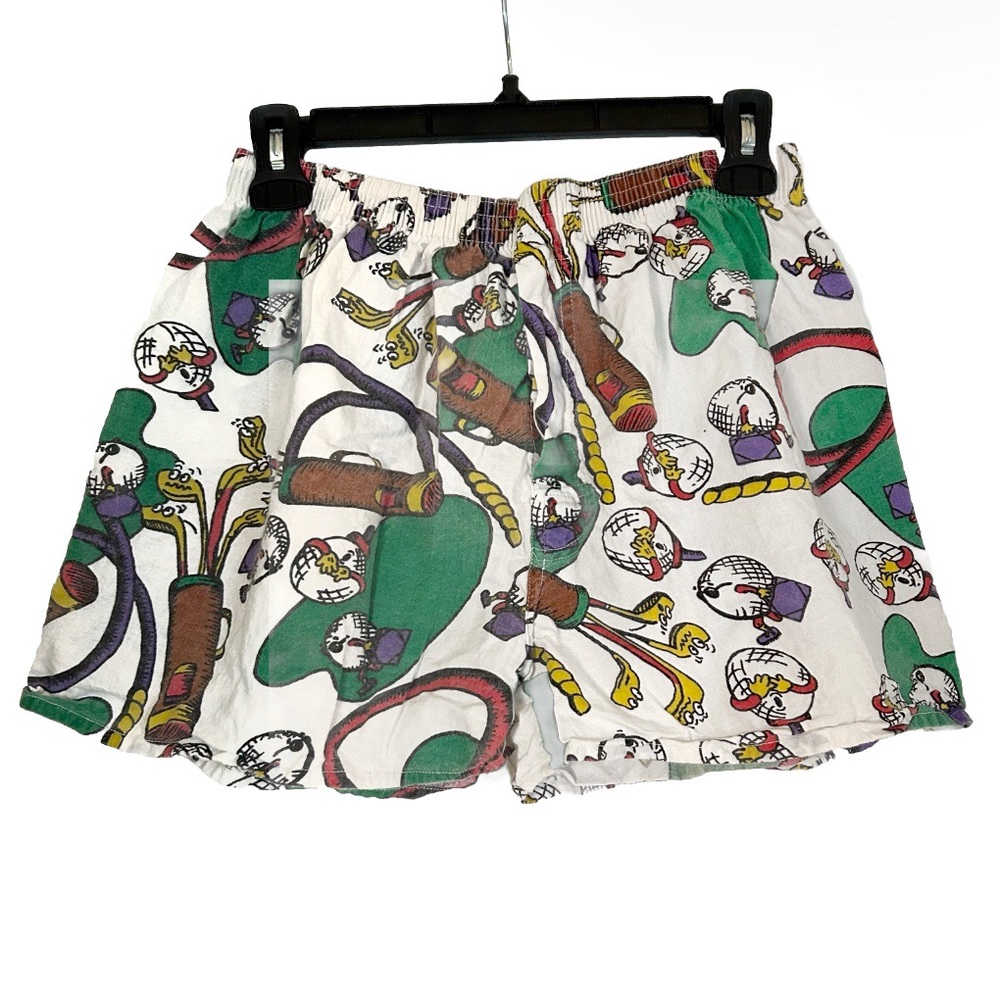 Vintage Champs Golf Boxer Shorts 100% Cotton Size Large White Green Brown Clubs